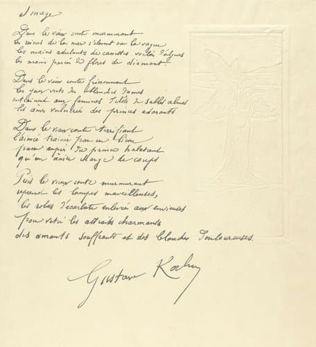Illustratie met halfnaakte vrouw in landschap bij gedicht Image van Gustave Kahn by Maurice Dumont