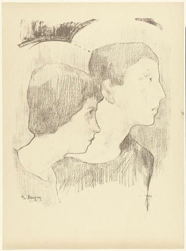 Twee hoofden van martelaren of jongens met nimbus by Jean Danguy