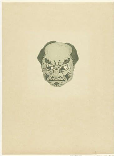 Masker met gezicht van man by Henri Charles Guérard