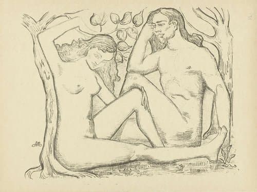 Naakte man en vrouw by Aristide Maillol