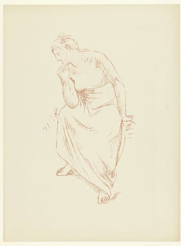 Zittende halfnaakte vrouw by Pierre Cécile Puvis de Chavannes