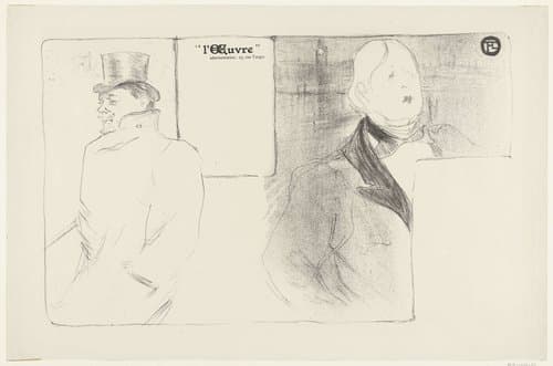 Ontwerp voor programma bij theater L'Oeuvre met portret van schrijvers Oscar Wilde en Romain Coolus by Henri de Toulouse-Lautrec
