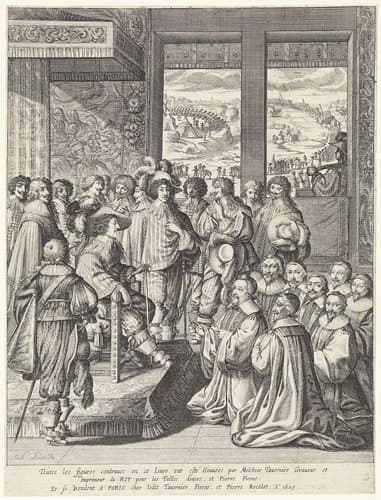 Lodewijk XIII ontvangt een delegatie van kooplieden uit Parijs na zijn terugkeer uit Rochelle, 1629