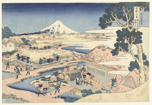 Fuji vanaf de Katakura theeplantage in de provincie Suruga by Katsushika Hokusai