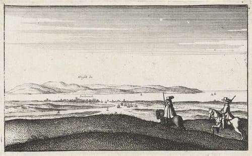Landschap met gezicht op het eiland Wight by Wenceslaus Hollar