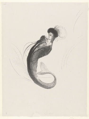 Femme coiffée d'une toque et rejetant le buste en arrière by Odilon Redon