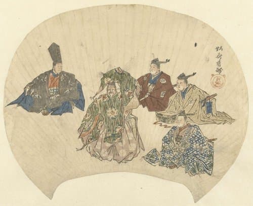 Scene uit het toneelstuk Okina by Kawanabe Kyôsai