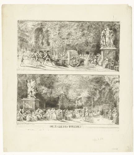 Spectacles des Tuileries: "Les chaises" et "le Tonneau d'Arrosage" by Gabriel Jacques de Saint-Aubin