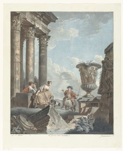 Antieke ruïnes by Jean François Janinet