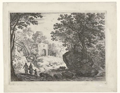 Watermolen aan landweg by Guilliam van Nieulandt (II)