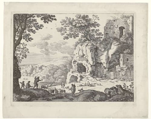 Landschap met een ruïne by Guilliam van Nieulandt (II)