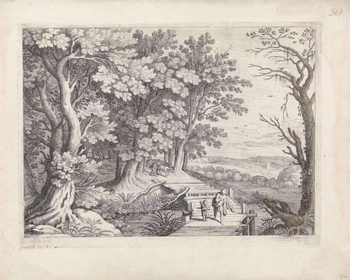 Landschap met Abraham en Isaak by Guilliam van Nieulandt (II)