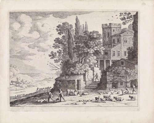 Landschap met een huis by Guilliam van Nieulandt (II)