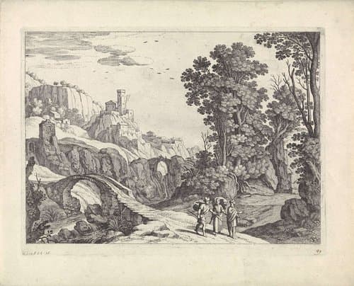 Landschap met de Emmaüsgangers by Guilliam van Nieulandt (II)