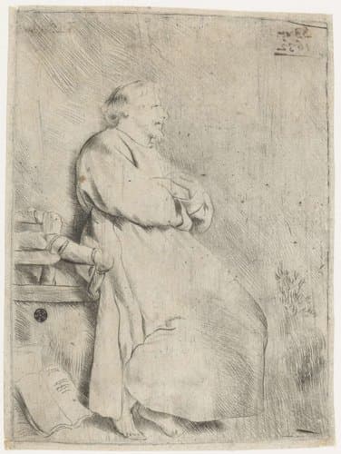 Zittende geestelijke by Pieter Fransz de Grebber