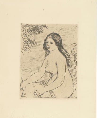 Zittende naakte vrouw by Pierre Auguste Renoir