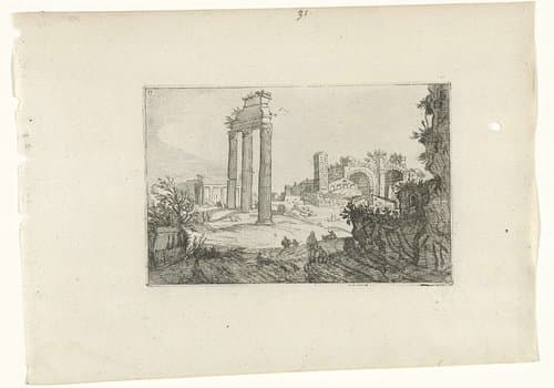 Tempel van Castor en Pollux en de basilica van Constantijn by anonymous