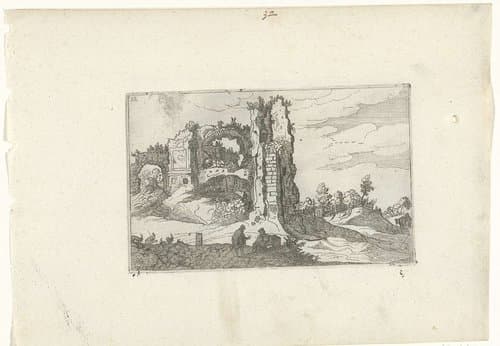 Ruïne met een poort by anonymous