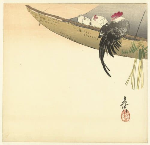 Nieuwjaarsdag in het jaar van de haan by Shibata Zeshin