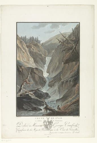 Waterval van de rivier de Aare by Charles Melchior Descourtis
