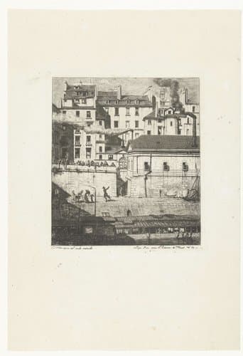 Lijkenhuis aan Seine in Parijs by Charles Meryon