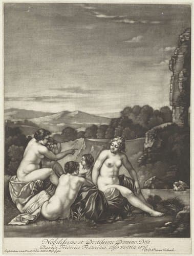 Vijf nimfen in een landschap by anonymous