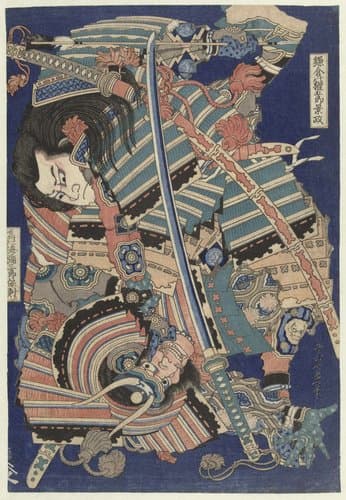 Vechtende helden by Katsushika Hokusai