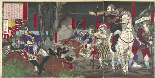 De nederlaag van de opstandelingen te Kagoshima by Yoshimune (II) , Utagawa