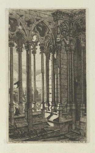 Zuilengalerij van Notre-Dame en vergezicht over Parijs by Charles Meryon