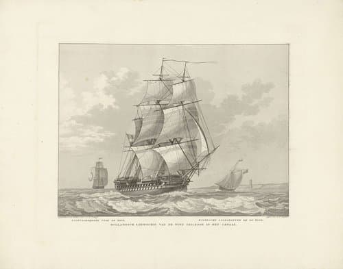 Drie zeilschepen by Willem Hendrik Hoogkamer
