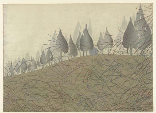 Landschap met maan by Tsuda Seifû