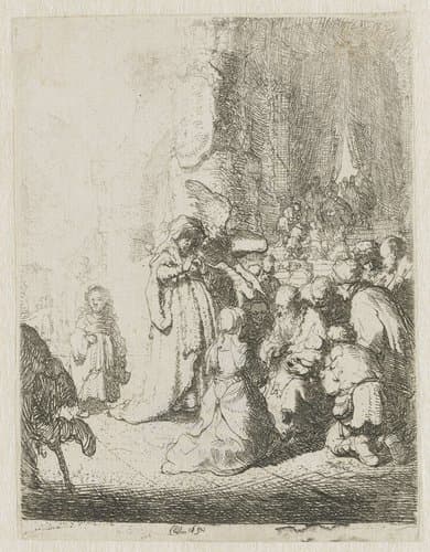 Presentation in the temple with the angel: small plate by Rembrandt van Rijn