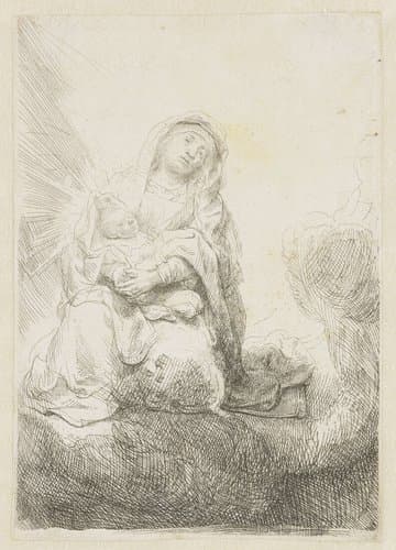 De Madonna in de wolken by Rembrandt van Rijn