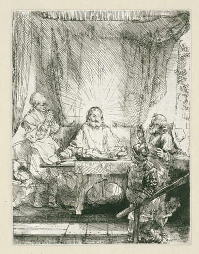 Christus te Emmaüs: grote plaat by Rembrandt van Rijn