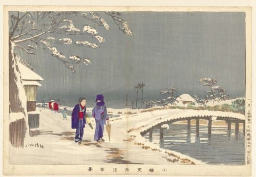 Sneeuwlandschap bij Hikifune in Koume by Kobayashi Kiyochika