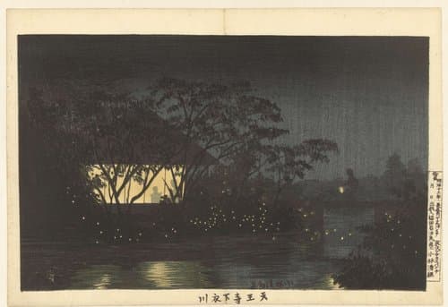De Komoro rivier bij Tennoji by Kobayashi Kiyochika