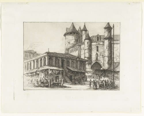 Fort Grand Châtelet en marktplein in Parijs by Charles Meryon