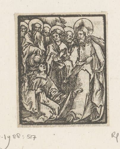 Christus geneest de bloedvloeiende vrouw by anonymous; anonymous