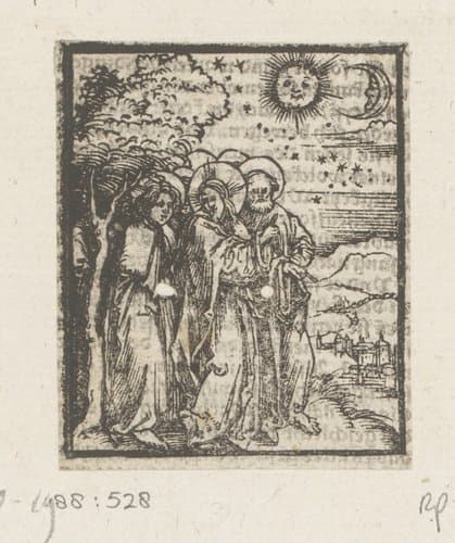 Christus wijst de discipelen op de hemellichamen die de val van Jerusalem voorspellen by anonymous; anonymous