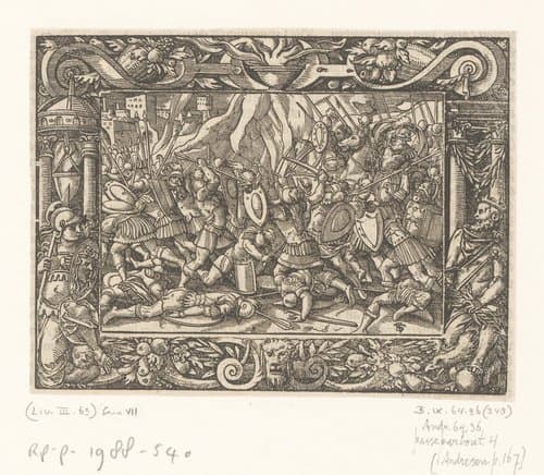 Veldslag tussen de Romeinen en de Samnieten by anonymous