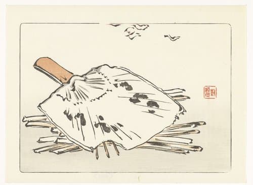 Waaier en aanmaakhoutjes by Shibata Zeshin
