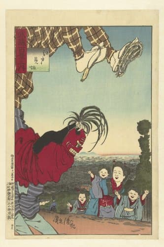 Straatartiest uit Edo by Kobayashi Kiyochika