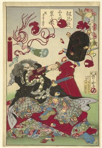 Japanse brokaten uit de Genroku periode by Kawanabe Kyôsai