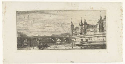 Stadsgezicht met Seine en Pont-au-Change in Parijs by Charles Meryon