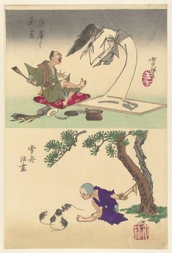 Sesshu brengt een tekening tot leven by Tsukioka Yoshitoshi
