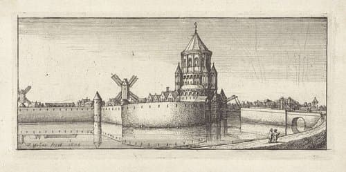 Gezicht op de Kleine Houtpoort te Haarlem by Wenceslaus Hollar