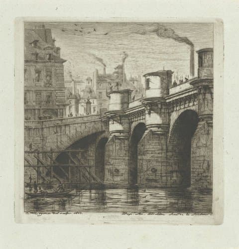 Pont-Neuf over de Seine in Parijs by Charles Meryon