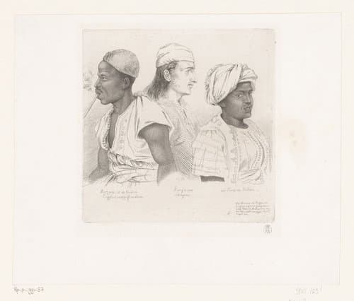 Portretten van drie mensen uit de haven van Livorno