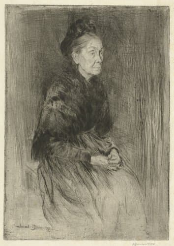Mrs. Drummond, in a shawl, to the right by Muirhead Bone
