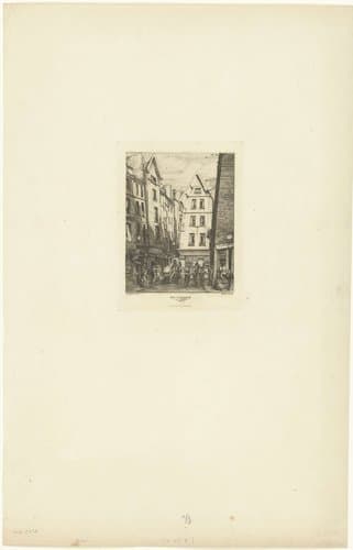 Rue Pirouette bij de Halle aux Poissons in Parijs by Charles Meryon